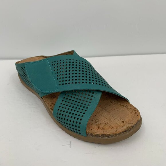 BioNatura Pamina slide comfort sandals green blue mesh criss-cross 39 8 - Picture 3 of 7
